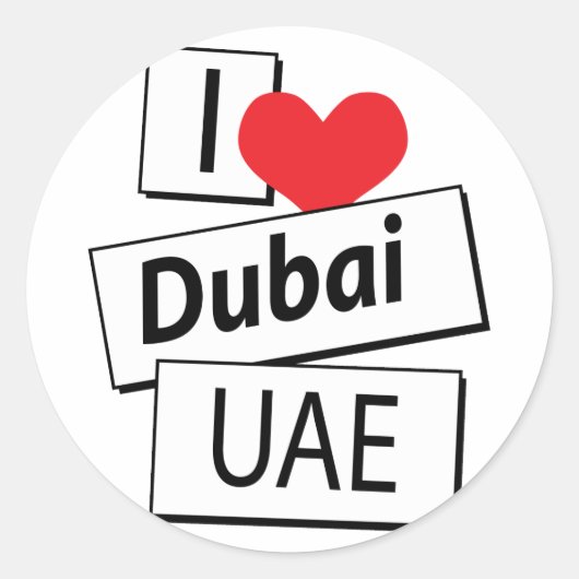 Ik hou van Dubai UAE Ronde Sticker (Voorkant)