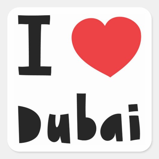 Ik hou van Dubai Vierkante Sticker (Voorkant)