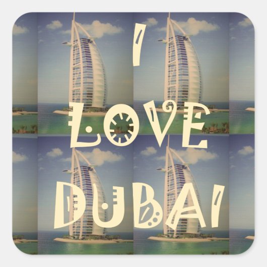 Ik hou van Dubai Vierkante Sticker (Voorkant)