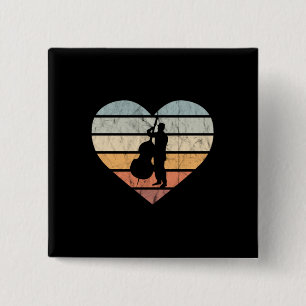 Ik hou van dubbel-bassendrukhart vierkante button 5,1 cm