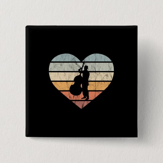 Ik hou van dubbel-bassendrukhart vierkante button 5,1 cm (Voorkant)
