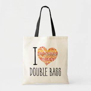 Ik hou van dubbelbal Oranje Mandala Heart Tote Bag