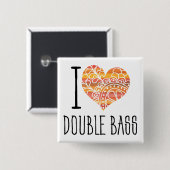 Ik hou van dubbelbal Oranje Mandala Heart Vierkante Button 5,1 Cm (Voorkant /achterkant)