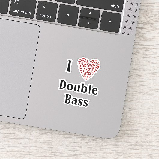 Ik Hou Van Dubbele Bas Rode Hart Van Muziek Noten  Sticker (Detail)