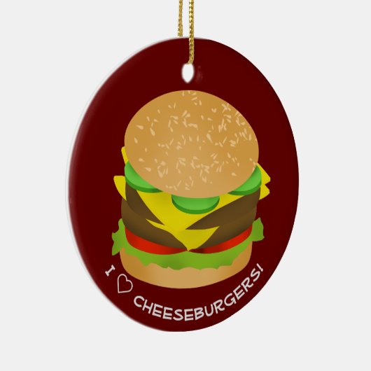 Ik hou van dubbele cheeseburgers keramisch ornament (Rechts)