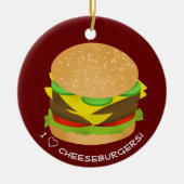 Ik hou van dubbele cheeseburgers keramisch ornament (Voorkant)