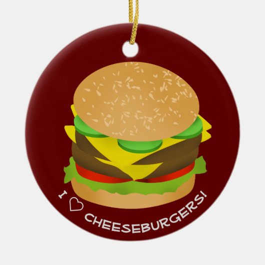 Ik hou van dubbele cheeseburgers keramisch ornament (Voorkant)