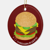 Ik hou van dubbele cheeseburgers keramisch ornament (Links)