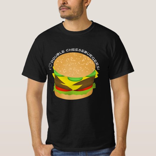 Ik hou van dubbele cheeseburgers t-shirt (Voorkant)