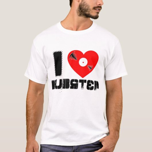ik hou van dubstep vinyl t-shirt (Voorkant)