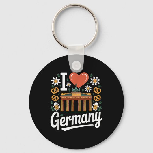 Ik hou van Duitsland Bratwurst Pretzel bier Sleutelhanger (Voorkant)