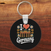 Ik hou van Duitsland Bratwurst Pretzel bier Sleutelhanger (Voorkant)
