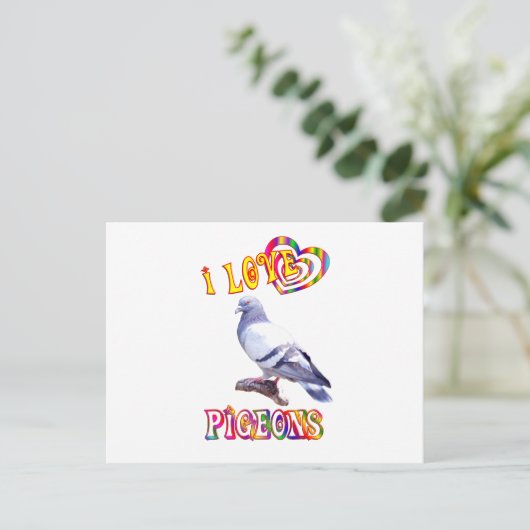 Ik hou van duiven briefkaart (Staand voorkant)