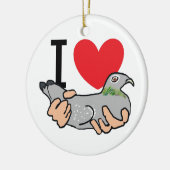 Ik hou van duiven keramisch ornament (Links)