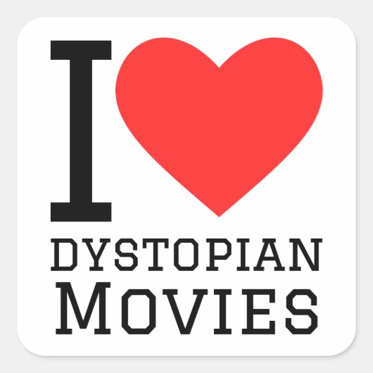 Ik hou van dystopische films vierkante sticker (Voorkant)