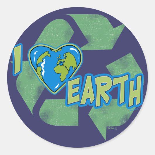 Ik hou van Earth Recyclen Sticker (Voorkant)