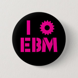 Ik HOU VAN EBM Hot Pink Ronde Button 5,7 Cm
