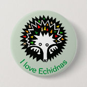 Ik hou van ECHIDNAS -Monotreme- Aussie Wildlife - Ronde Button 7,6 Cm (Voorkant)