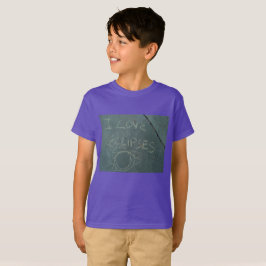 Ik hou van eclipes krijt schrijven op cement t-shirt