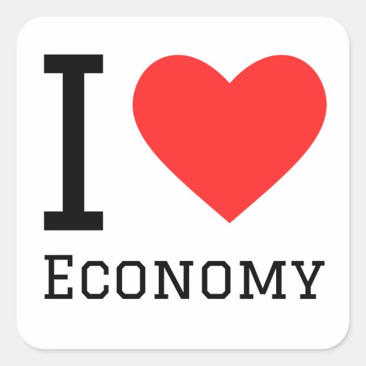 Ik hou van economie vierkante sticker (Voorkant)