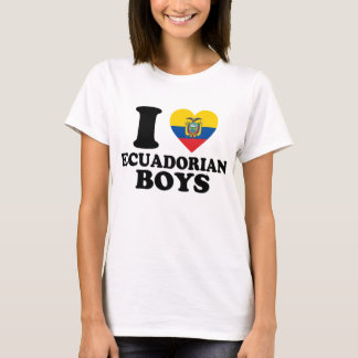 Ik hou van Ecuadoriaanse jongens Ecuador Vlag Hart T-shirt
