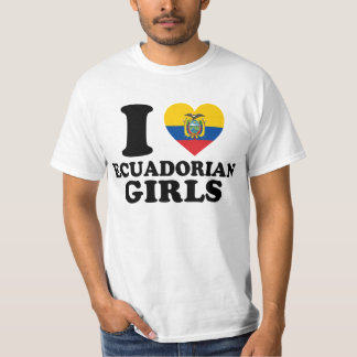 Ik hou van Ecuadoriaanse meisjes Ecuador Vlag Hart T-shirt