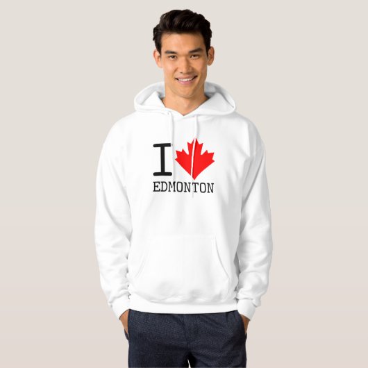 Ik hou van Edmonton, Alberta Canada Maple Leaf Hoodie (Voorkant volledig)