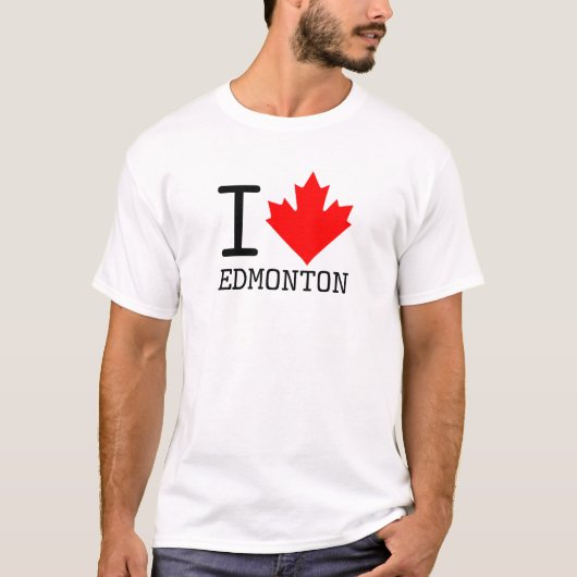 Ik hou van Edmonton, Alberta Canada Maple Leaf T-shirt (Voorkant)