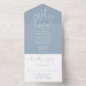 Ik hou van een elegant script Dusty Blue Wedding All In One Uitnodiging (Binnen)