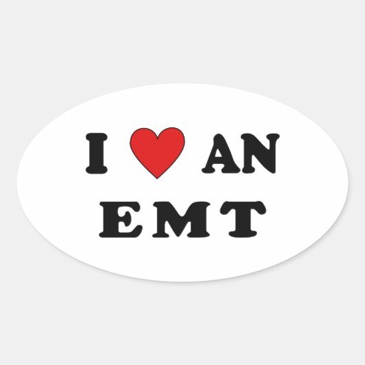 Ik hou van een EMT Ovale Sticker (Voorkant)