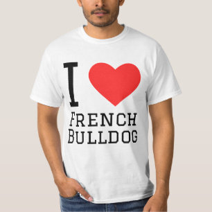 Ik hou van een Franse bulldog T-shirt