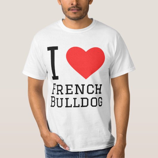 Ik hou van een Franse bulldog T-shirt (Voorkant)