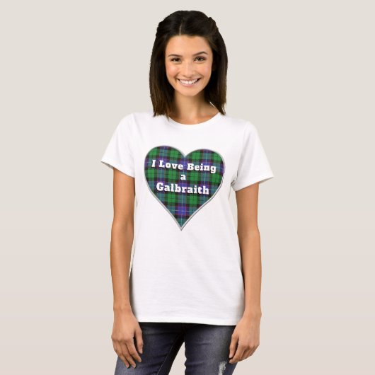 Ik hou van een galbraith Clan Tartan Pset Heart T-shirt (Voorkant volledig)
