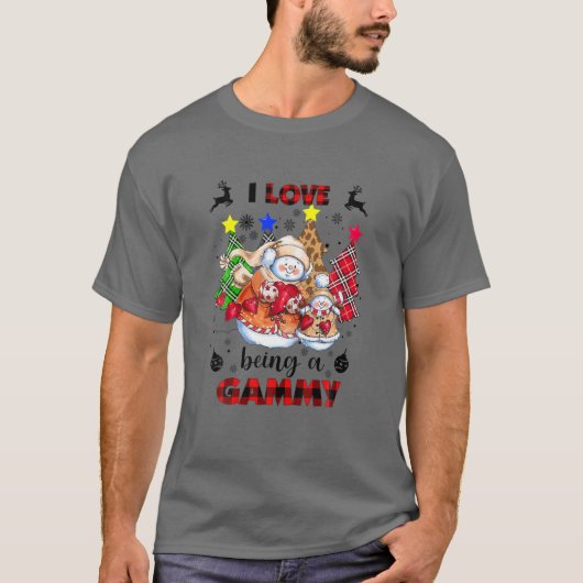 Ik hou van een gammele Snowman-kerstboom R T-shirt (Voorkant)