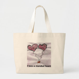 Ik hou van een gekanteld hart grote tote bag
