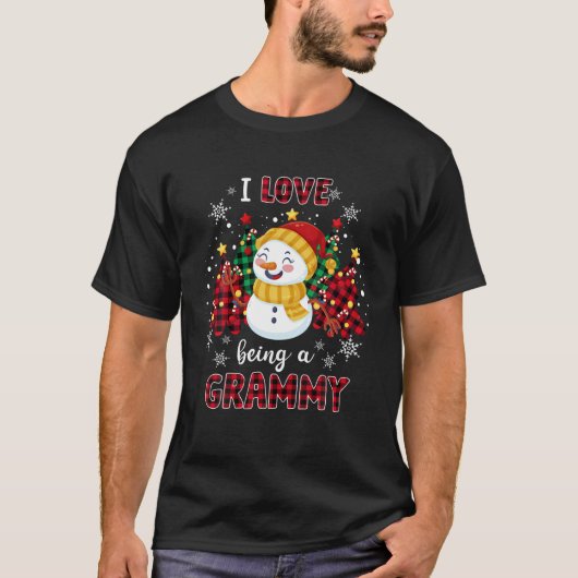 Ik hou van een grammijn Snowman kerstboom-kerstmis T-shirt (Voorkant)