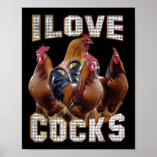 Ik hou van een grappige haan meme kippenliefhebber poster