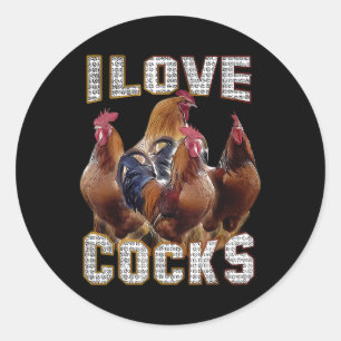 Ik hou van een grappige haan meme kippenliefhebber ronde sticker