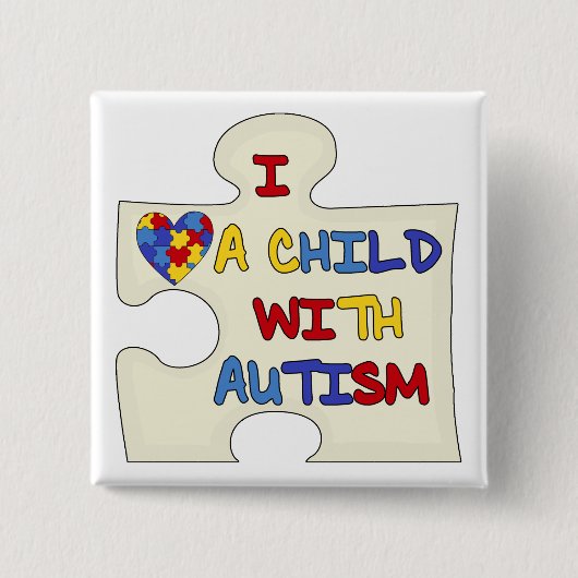 Ik hou van een kind met autisme vierkante button 5,1 cm (Voorkant)