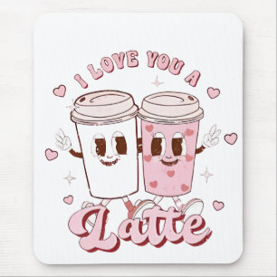 Ik hou van een Latte Groovy Bubble Tea Valentijn l Muismat