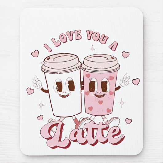 Ik hou van een Latte Groovy Bubble Tea Valentijn l Muismat (Voorkant)