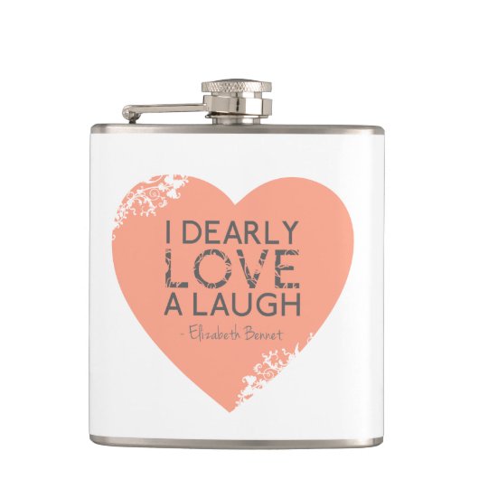 Ik hou van een Laugh, Jane Austen Quote Heupfles (Voorkant)
