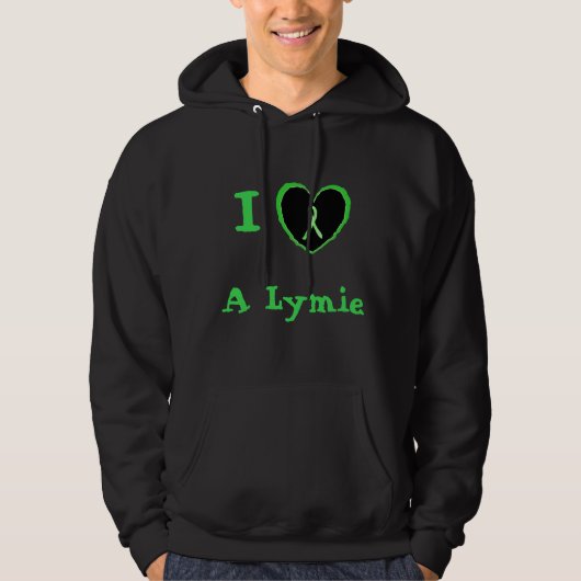 Ik hou van een Lymie, hart met een Lymie Awareness Hoodie (Voorkant)