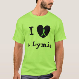 Ik hou van een Lymie, Hart met Lyme-bewustzijnslin T-shirt