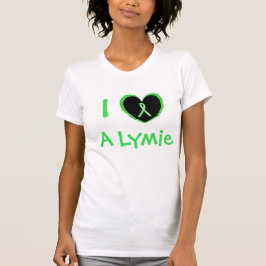 Ik hou van een Lymie, Hart met Lyme-bewustzijnslin T-shirt