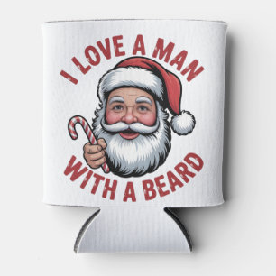 Ik hou van een man met een baard Baardige kerstman Blikjeskoeler