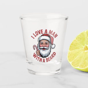 Ik hou van een man met een baard Baardige kerstman Shot Glas