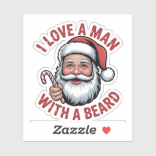 Ik hou van een man met een baard Baardige kerstman Sticker