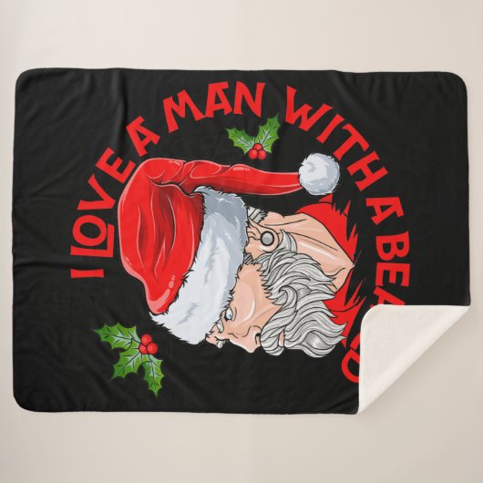 Ik hou van een Man met een baard Hipster Sinterkla Sherpa Deken (Voorkant (horizontaal))