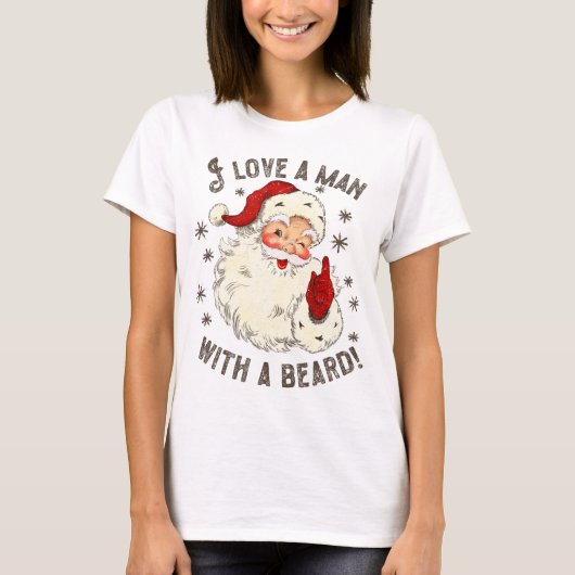 Ik hou van een Man met een baard Kerstmis T-shirt (Voorkant)